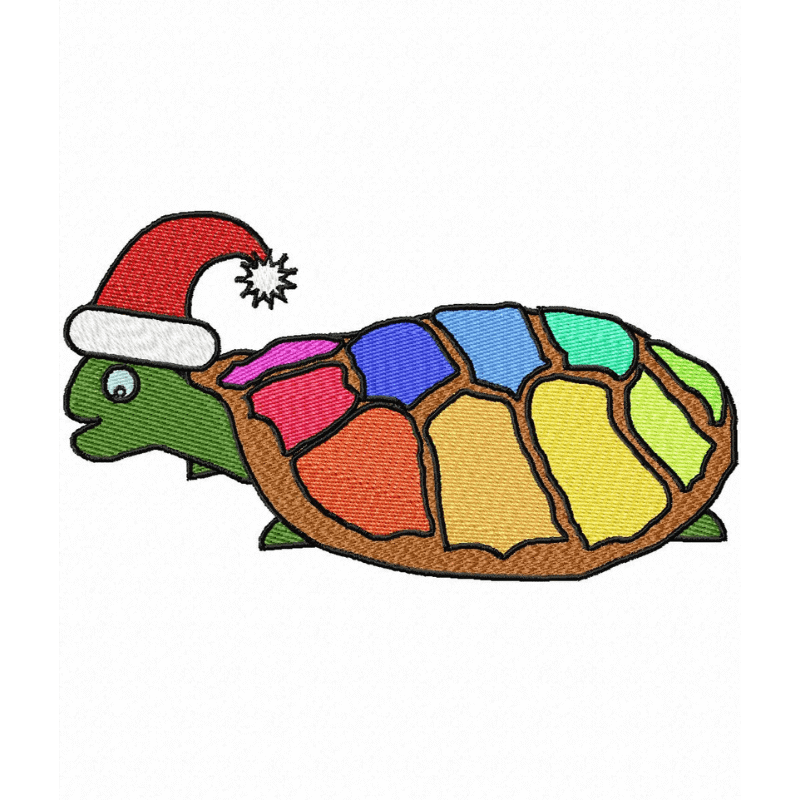 Turtle in Santa Hat - Embroidery Design - 3 sizesEmbroidery Designs