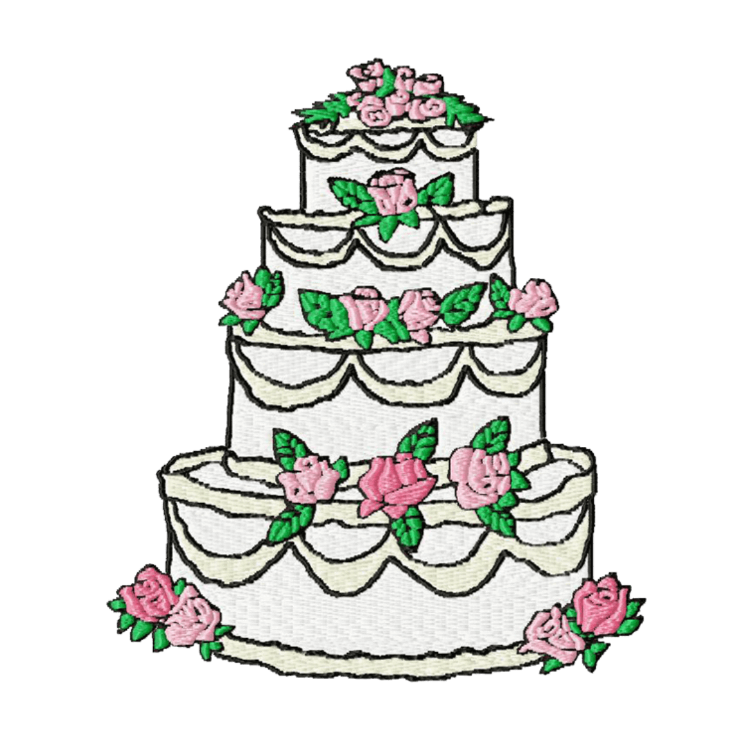 Wedding Cake with Roses - Embroidery Design - 3 SizesEmbroidery Designs