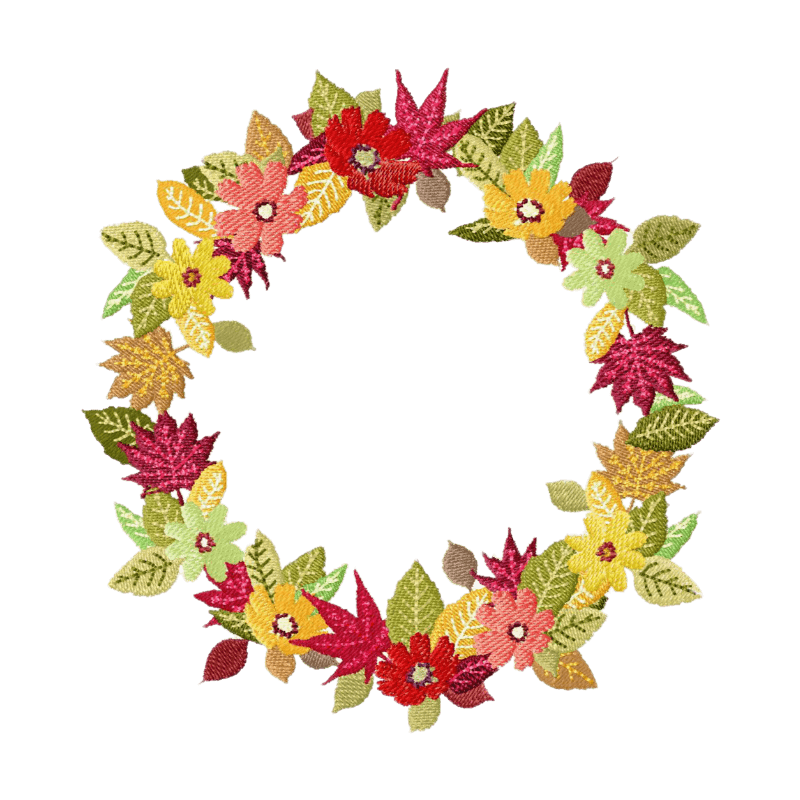 Autumn Wreath 1 - Machine Embroidery Design - 5 SizesEmbroidery Designs