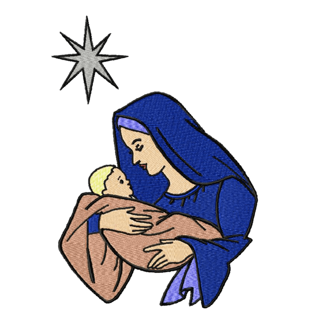 Mary and Baby Jesus - Embroidery Design - 3 SizesEmbroidery Designs