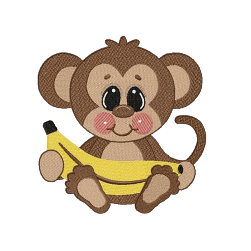 Banana Monkey - Machine Embroidery Design - 3 SizesEmbroidery Designs