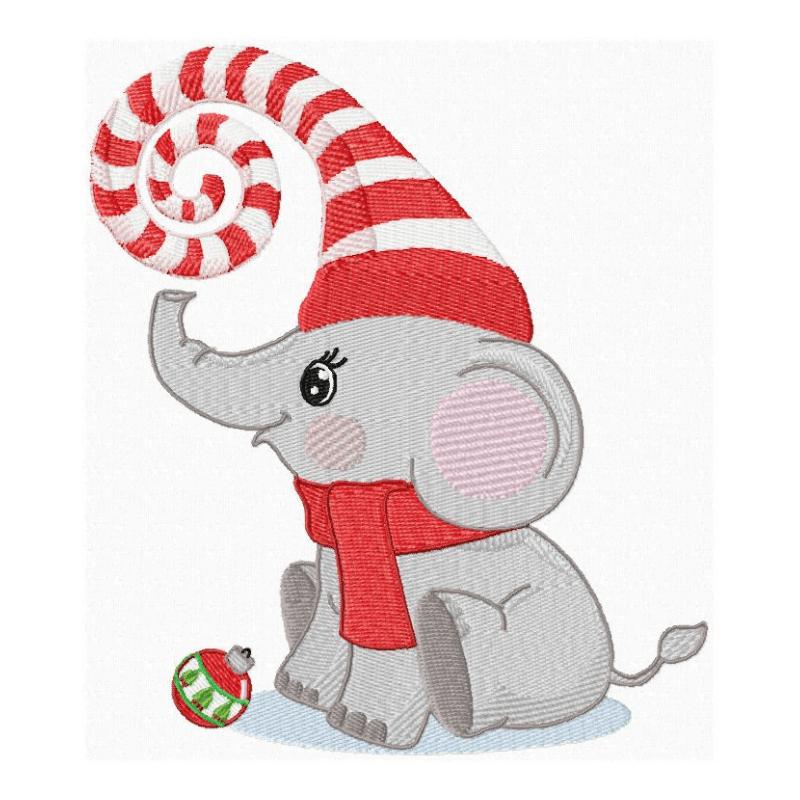 Christmas Jungle Baby Elephant - Embroidery Design - 3 sizesEmbroidery Designs