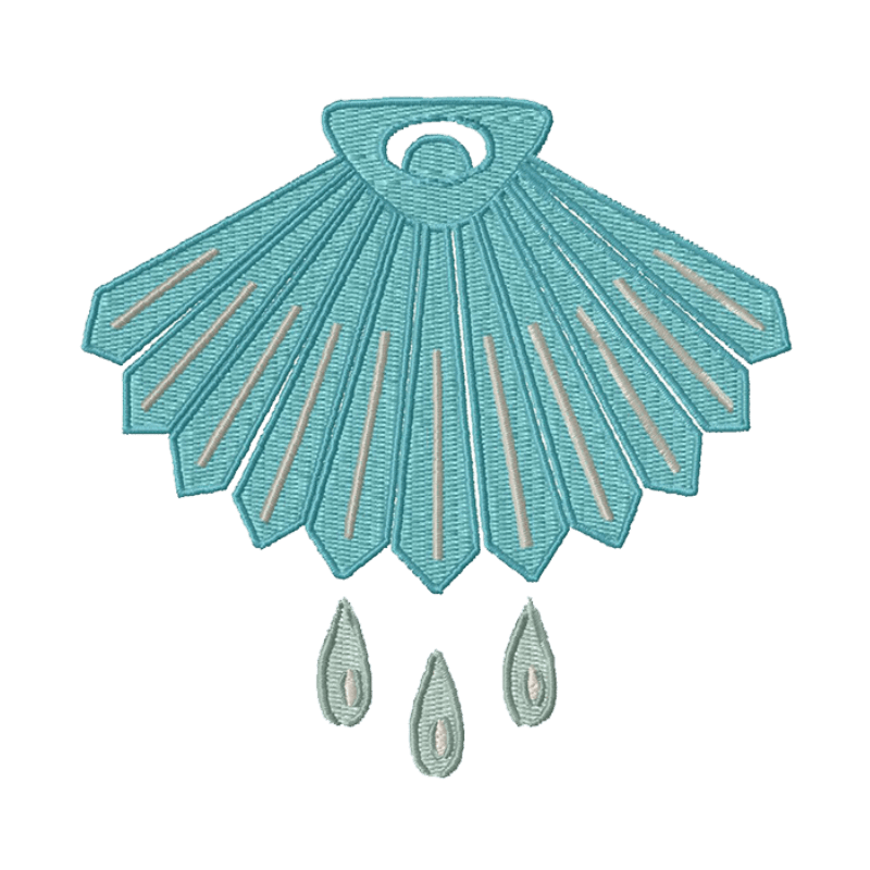 Clam Shell - Water Drops - Embroidery Design - 3 SizesEmbroidery Designs