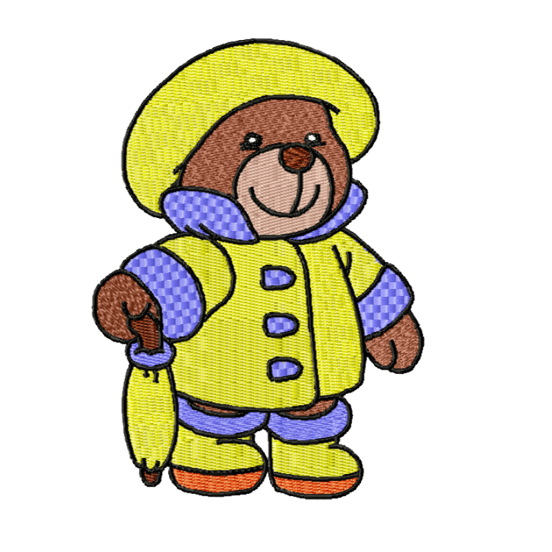 Rainy Day Teddy 2 - Machine Embroidery Design 3 SizesEmbroidery Designs