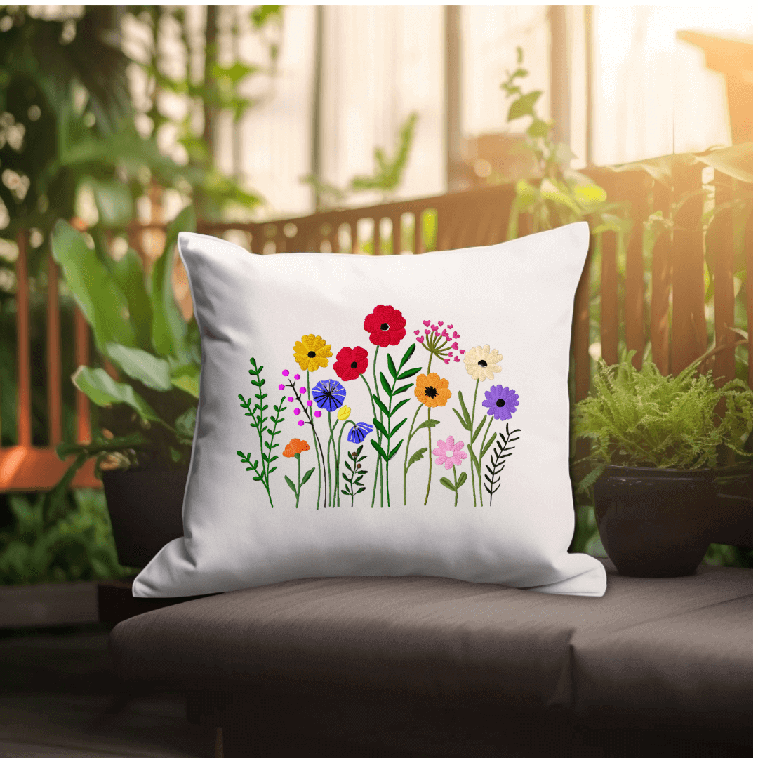 Wildflower Border (1) - Embroidery Designs - 4 SizesEmbroidery Designs