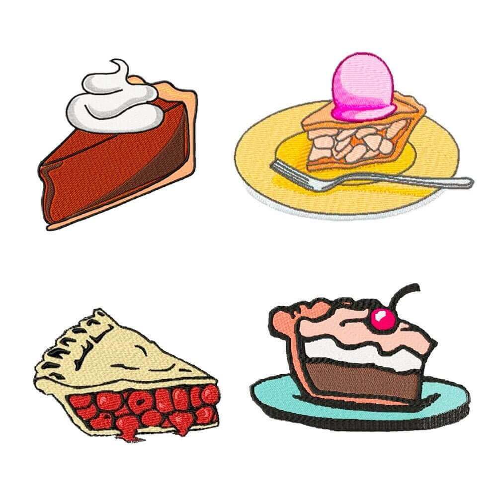 Dessert Pies Design Pack 1 - Embroidery Design - 3 SizesEmbroidery Designs