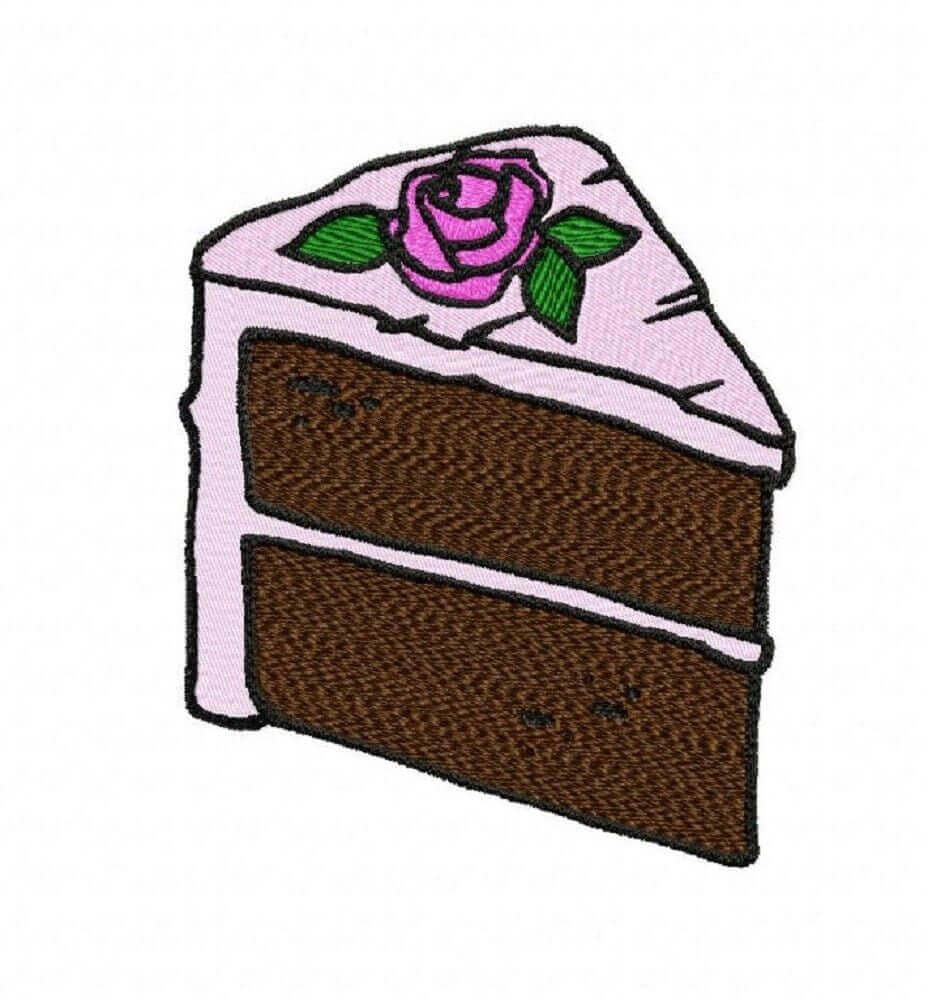 Chocolate Rose Cake Slice - Embroidery Design - 3 sizesEmbroidery Designs