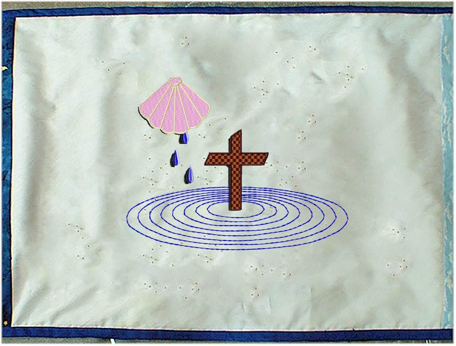 Cross With Water Rings - Embroidery Design - 3 SizesEmbroidery Designs