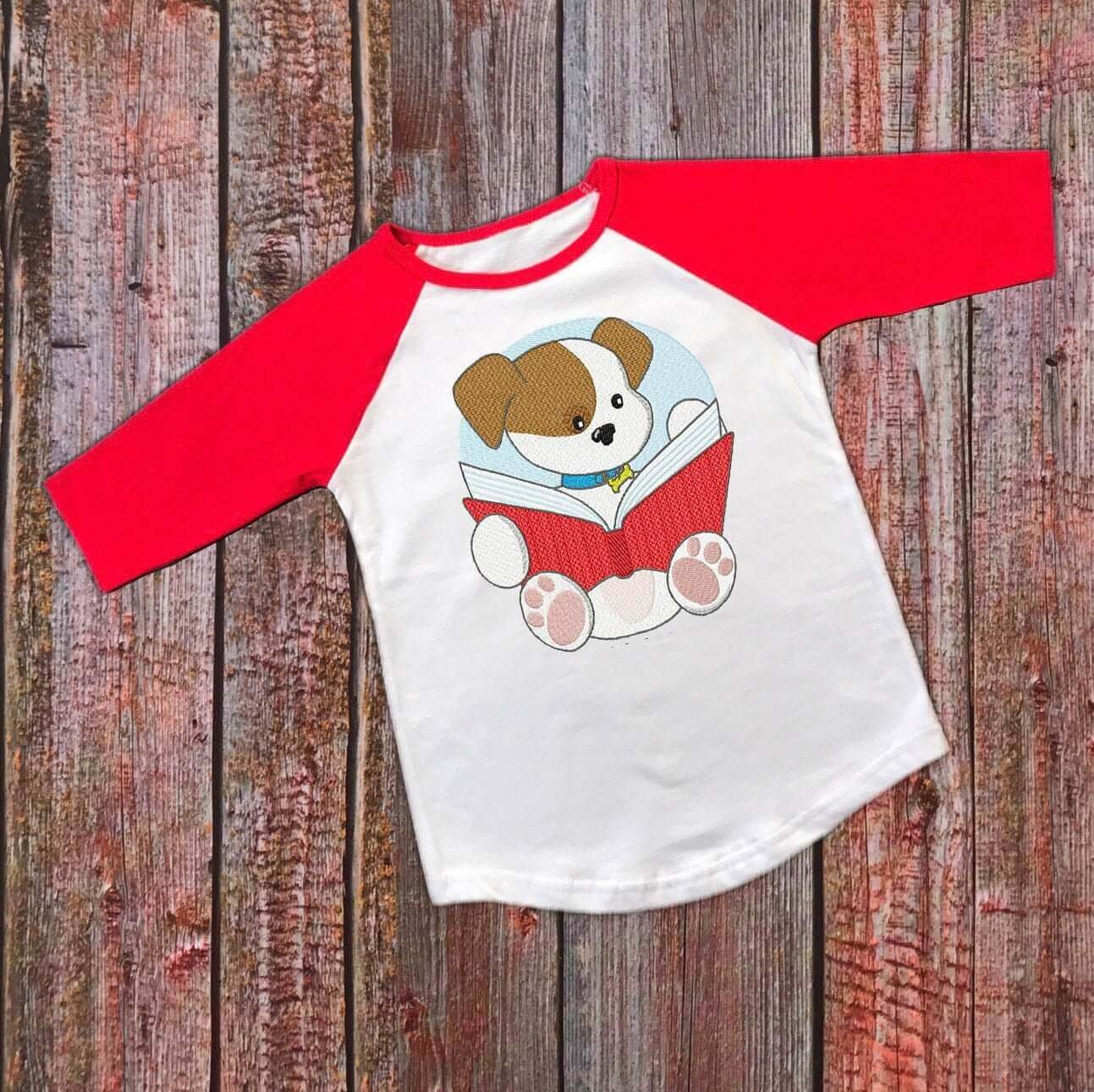 Cute Puppy Reading - Machine Embroidery Design - 3 sizesEmbroidery Designs