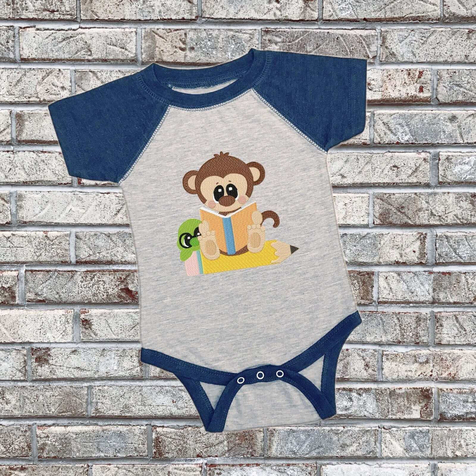 Reading Monkey - Machine Embroidery Design - 3 SizesEmbroidery Designs