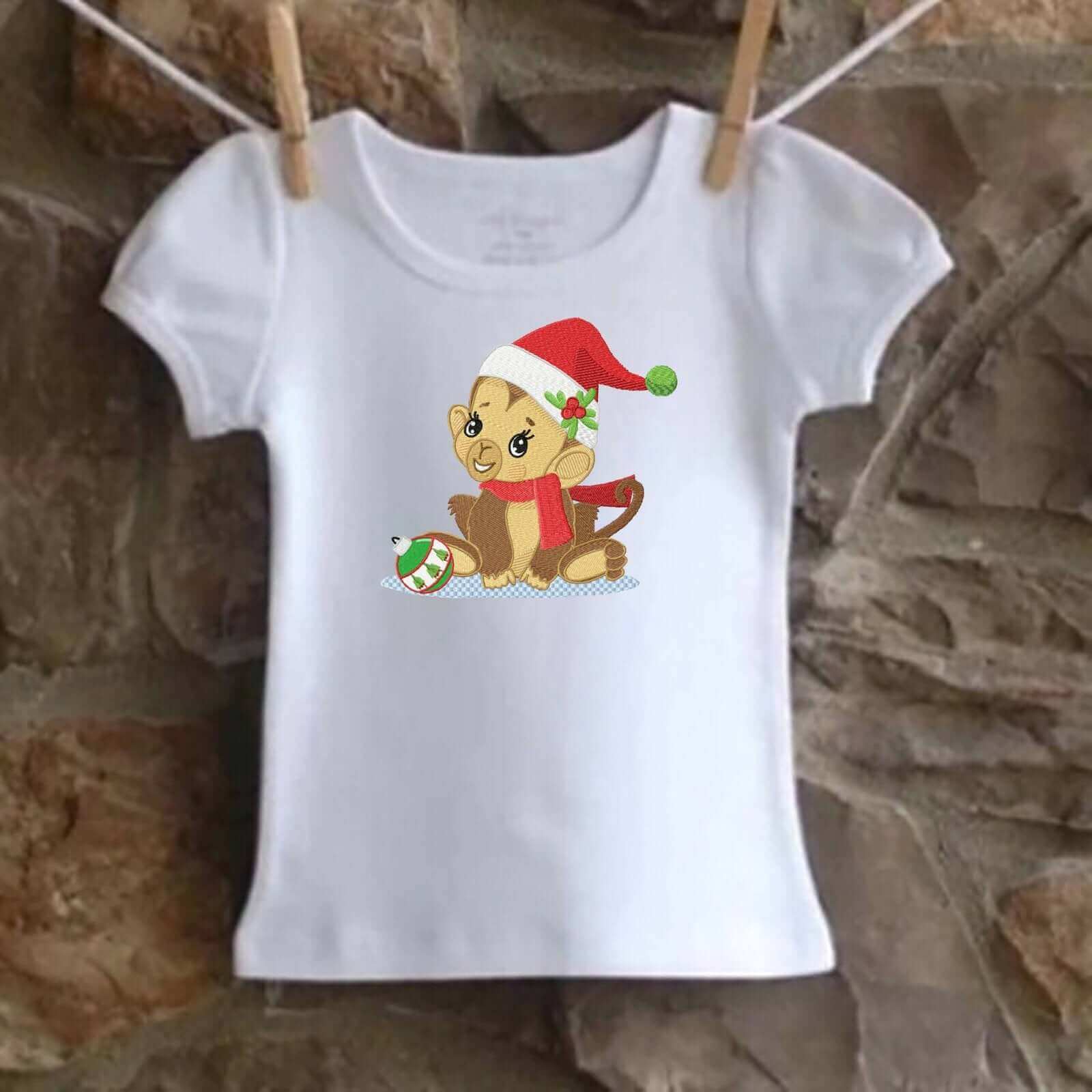 Christmas Jungle Baby Monkey - Embroidery - 3 sizesEmbroidery Designs