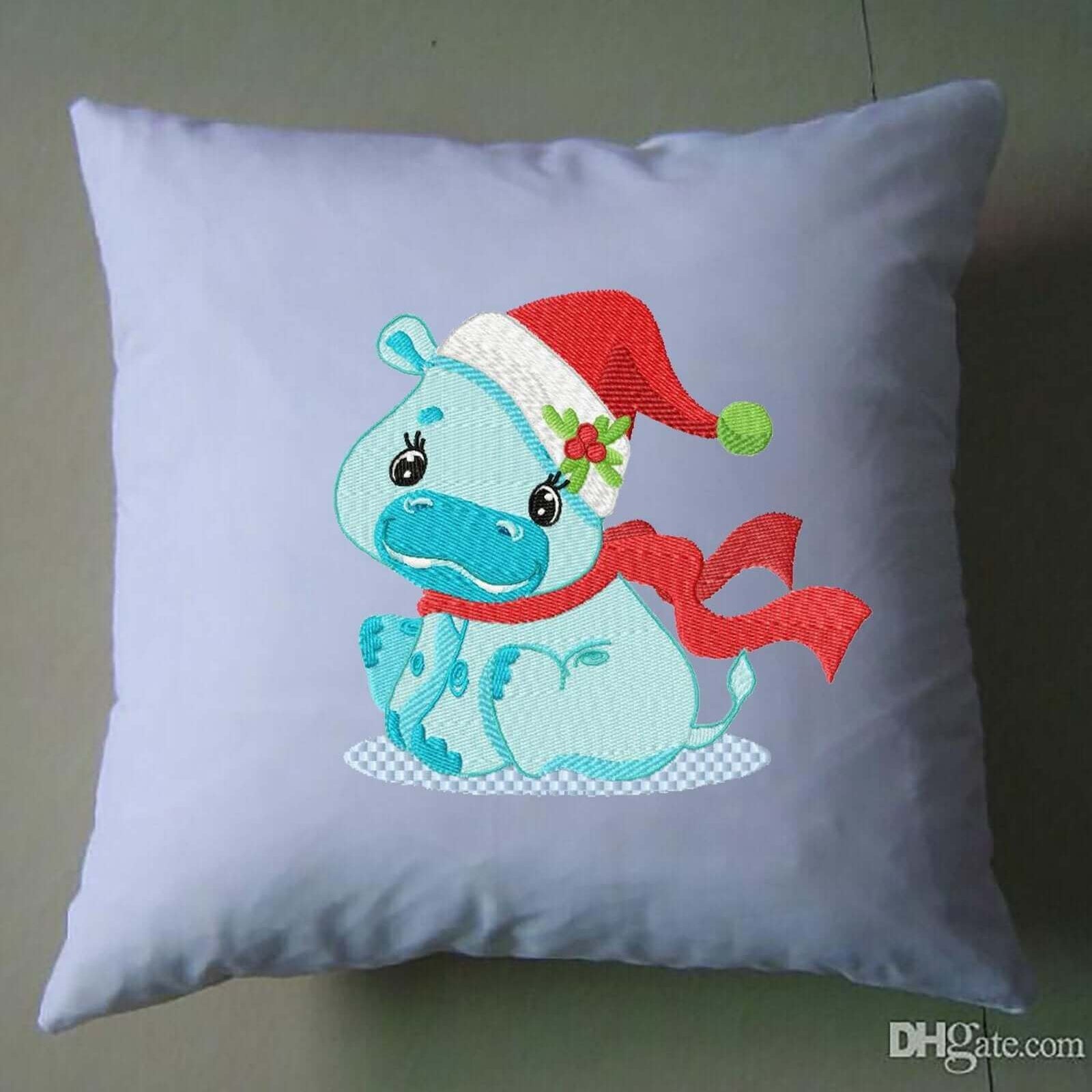 Christmas Jungle Baby Hippo - Embroidery Design - 3 sizesEmbroidery Designs