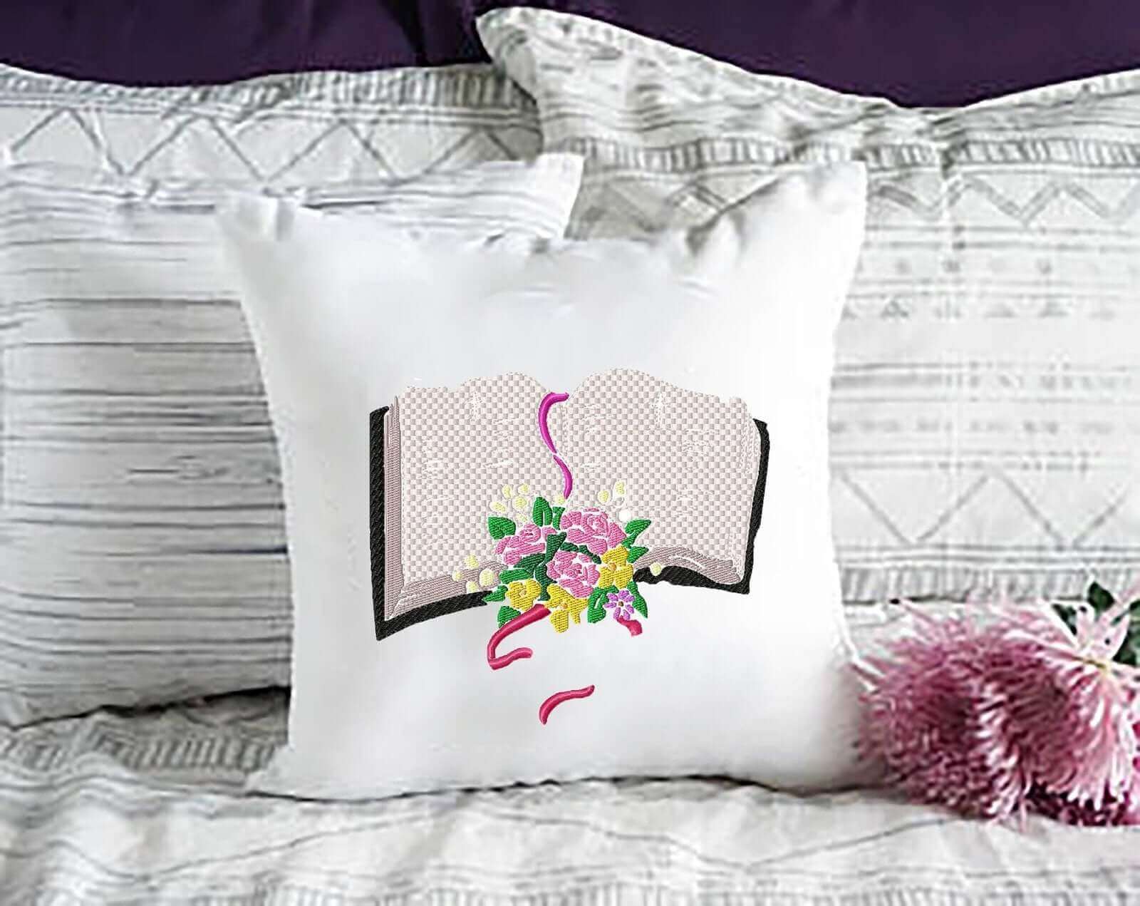 Bible with Flowers - Machine Embroidery Design - 3 SizesEmbroidery Designs