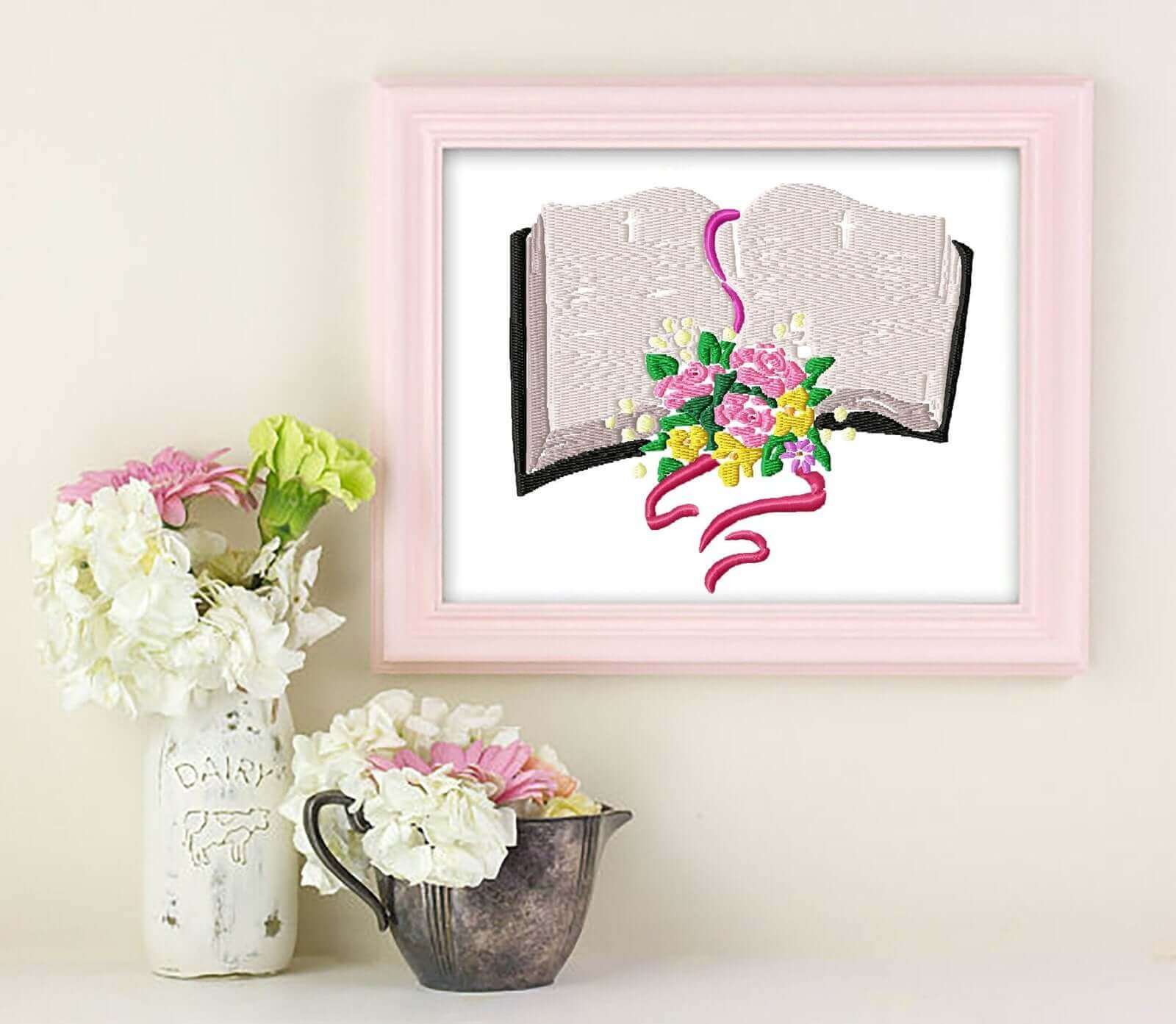 Bible with Flowers - Machine Embroidery Design - 3 SizesEmbroidery Designs