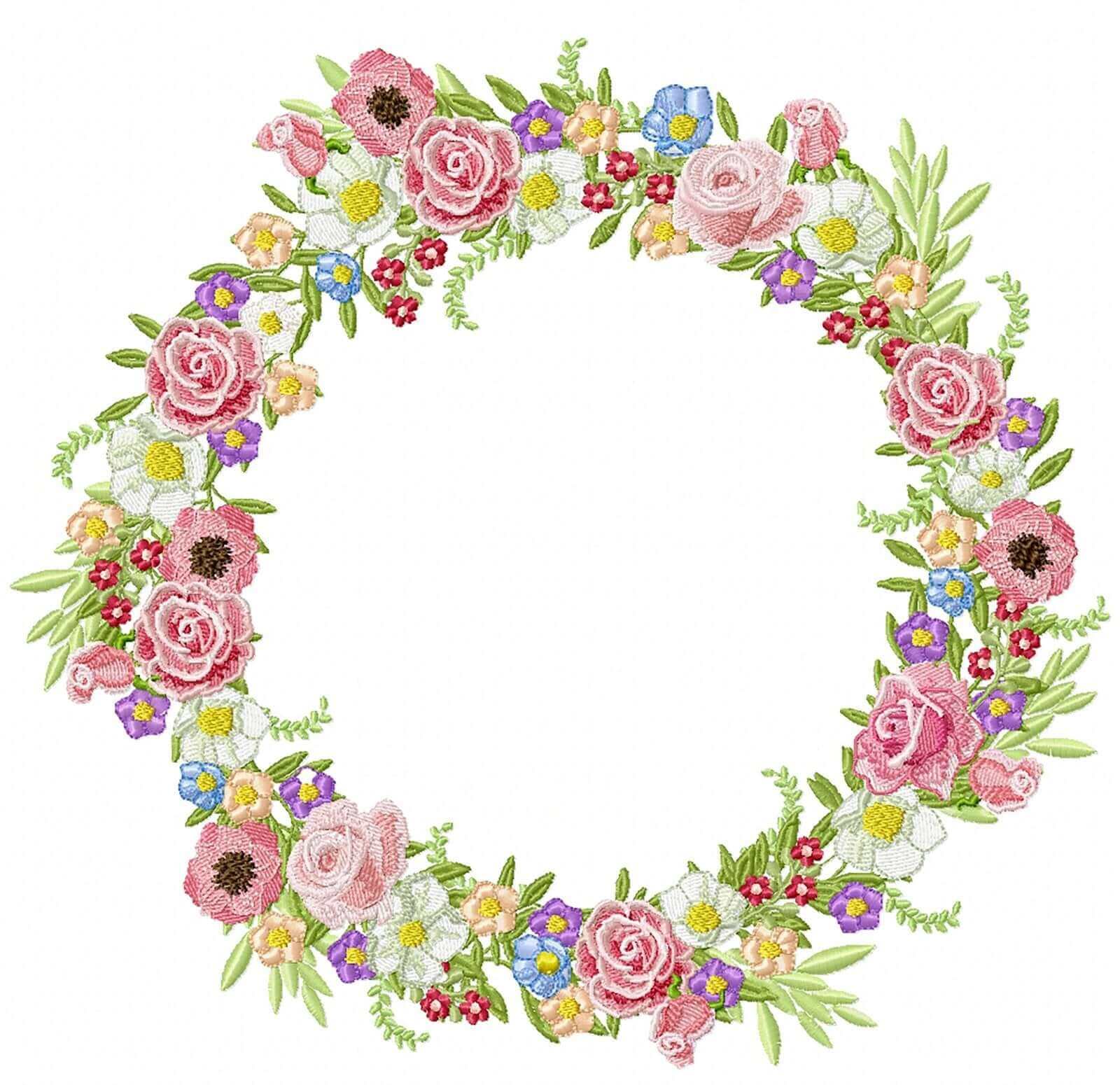 Floral Wreath - Embroidery Design - 6 SizesEmbroidery Designs