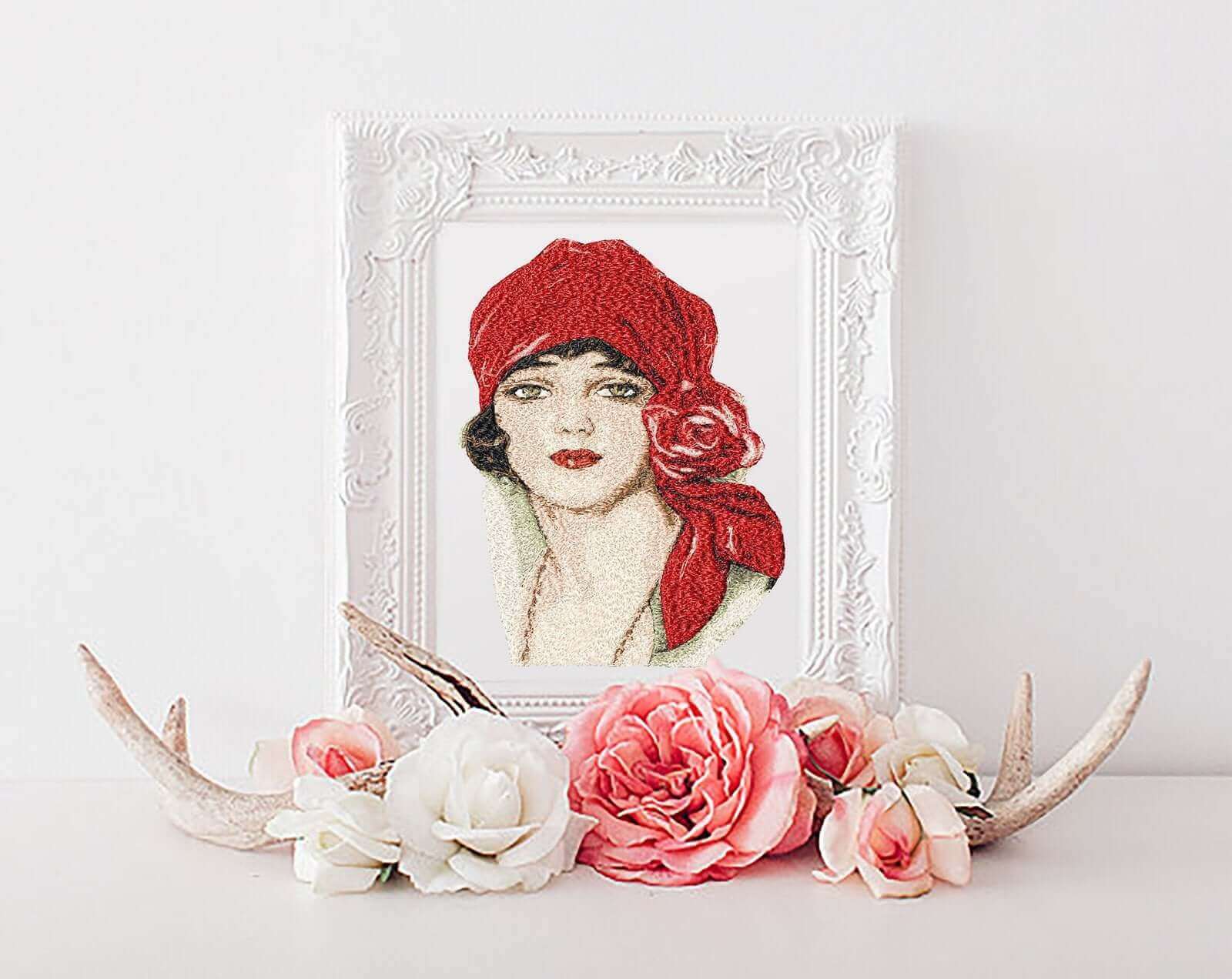 Victorian Lady with Turban - Photo Stitch Design - 3 SizesEmbroidery Designs