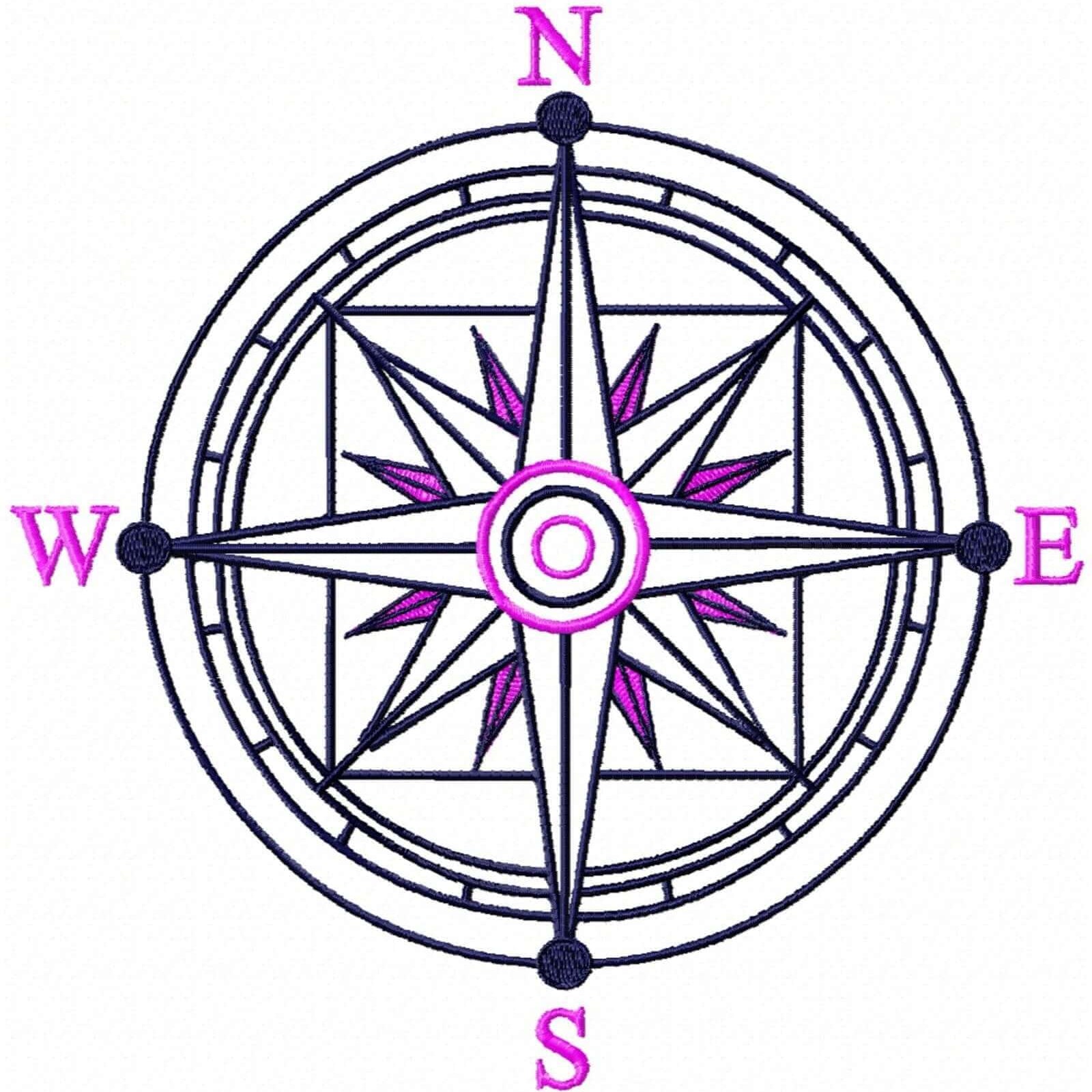 Ships Compass 2 - Machine Embroidery Design - 4 sizesEmbroidery Designs