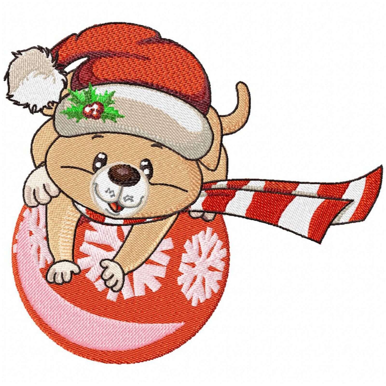 Christmas Puppy 1 - Embroidery Design - 3 sizesEmbroidery Designs