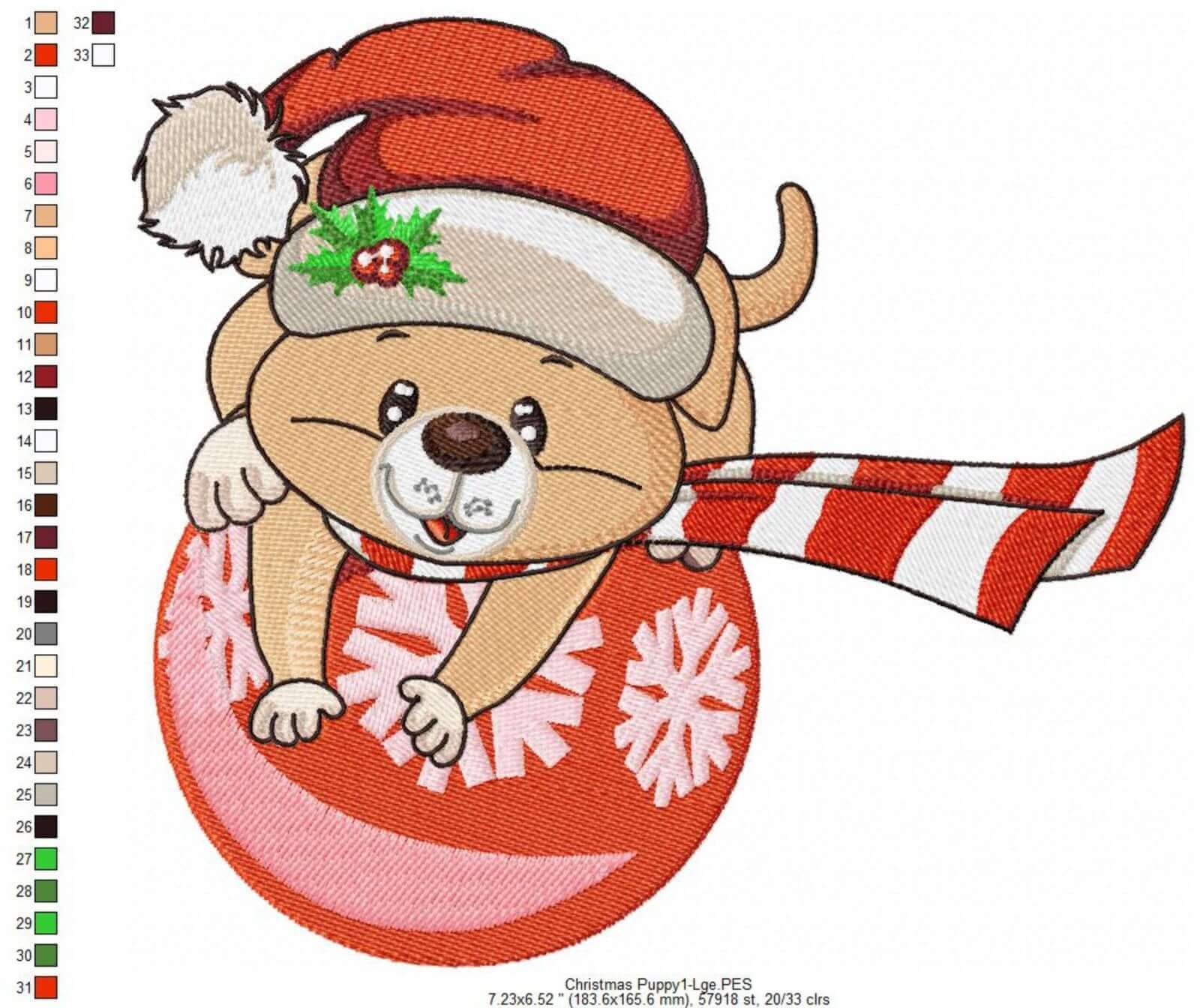 Christmas Puppy 1 - Embroidery Design - 3 sizesEmbroidery Designs