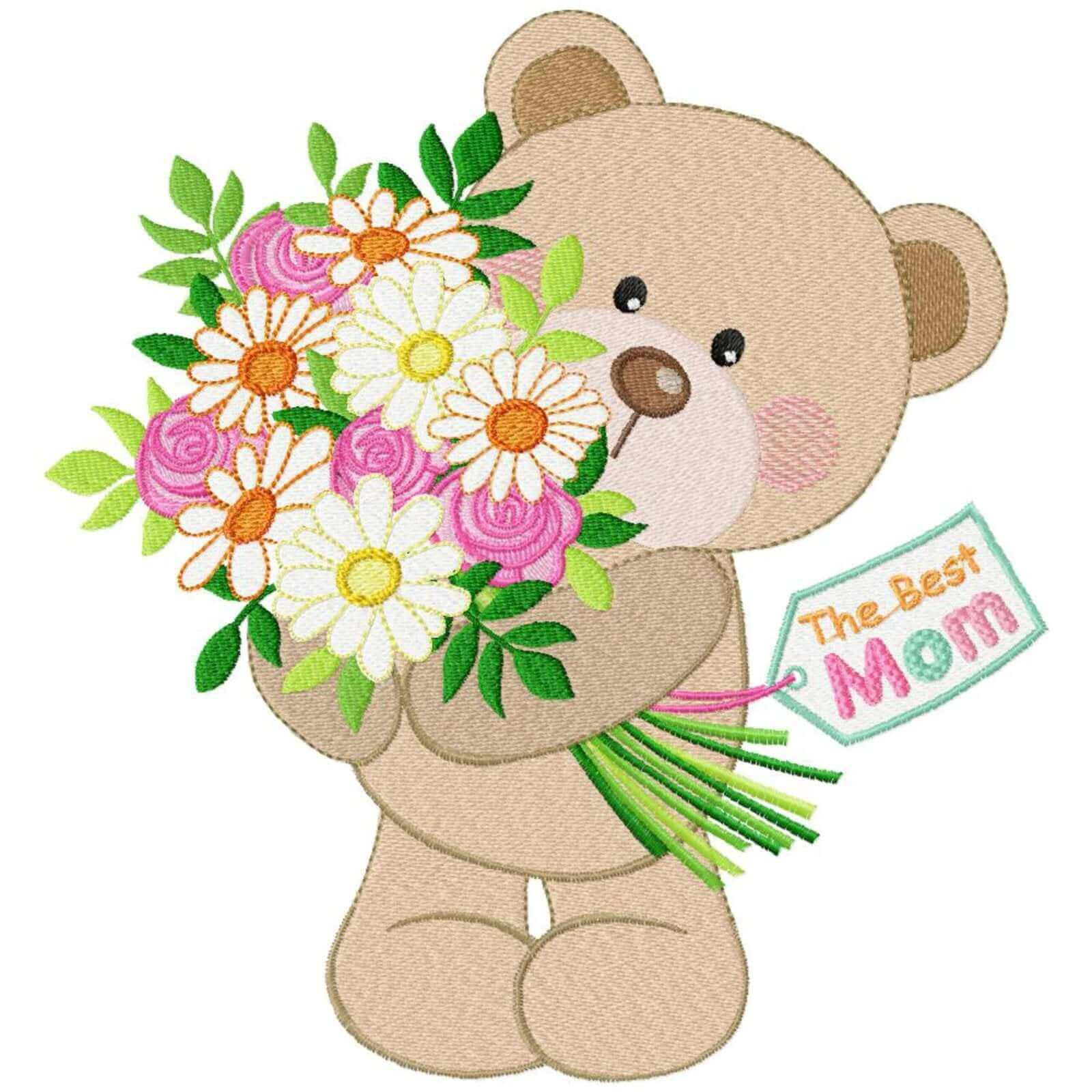 Mother's Day Bear 1 - Machine Embroidery Design - 5 sizesEmbroidery Designs