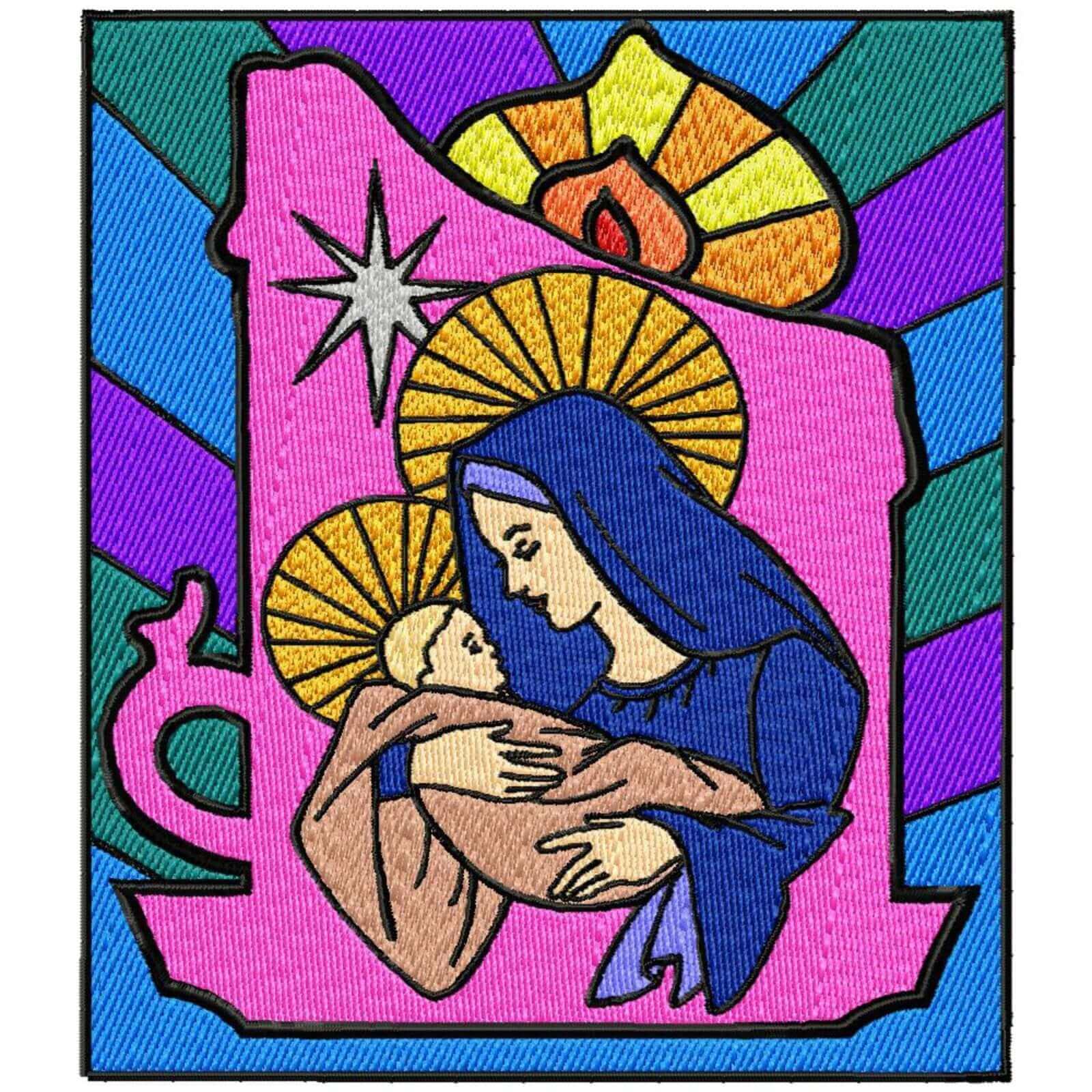 Mary and Baby Jesus Candle - Embroidery - 4 SizesEmbroidery Designs