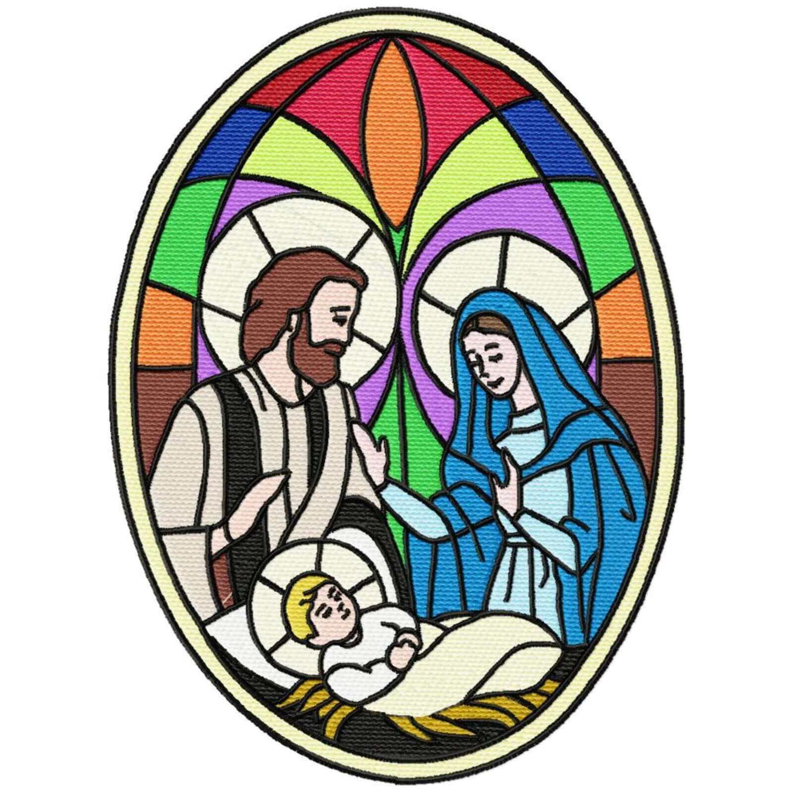 Holy Family Stained Glass - Embroidery Design - 4 sizesEmbroidery Designs