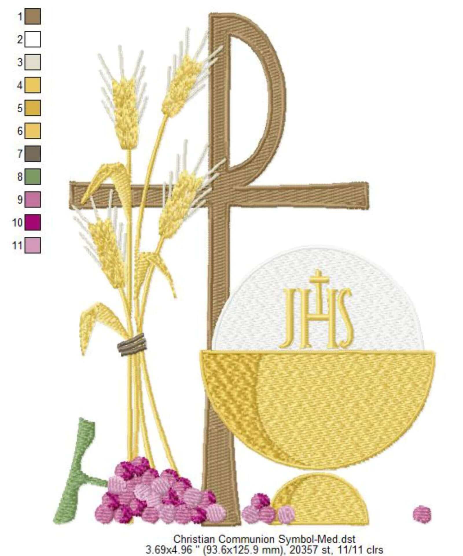 Christian Communion Symbol - Embroidery Design - 6 SizesEmbroidery Designs