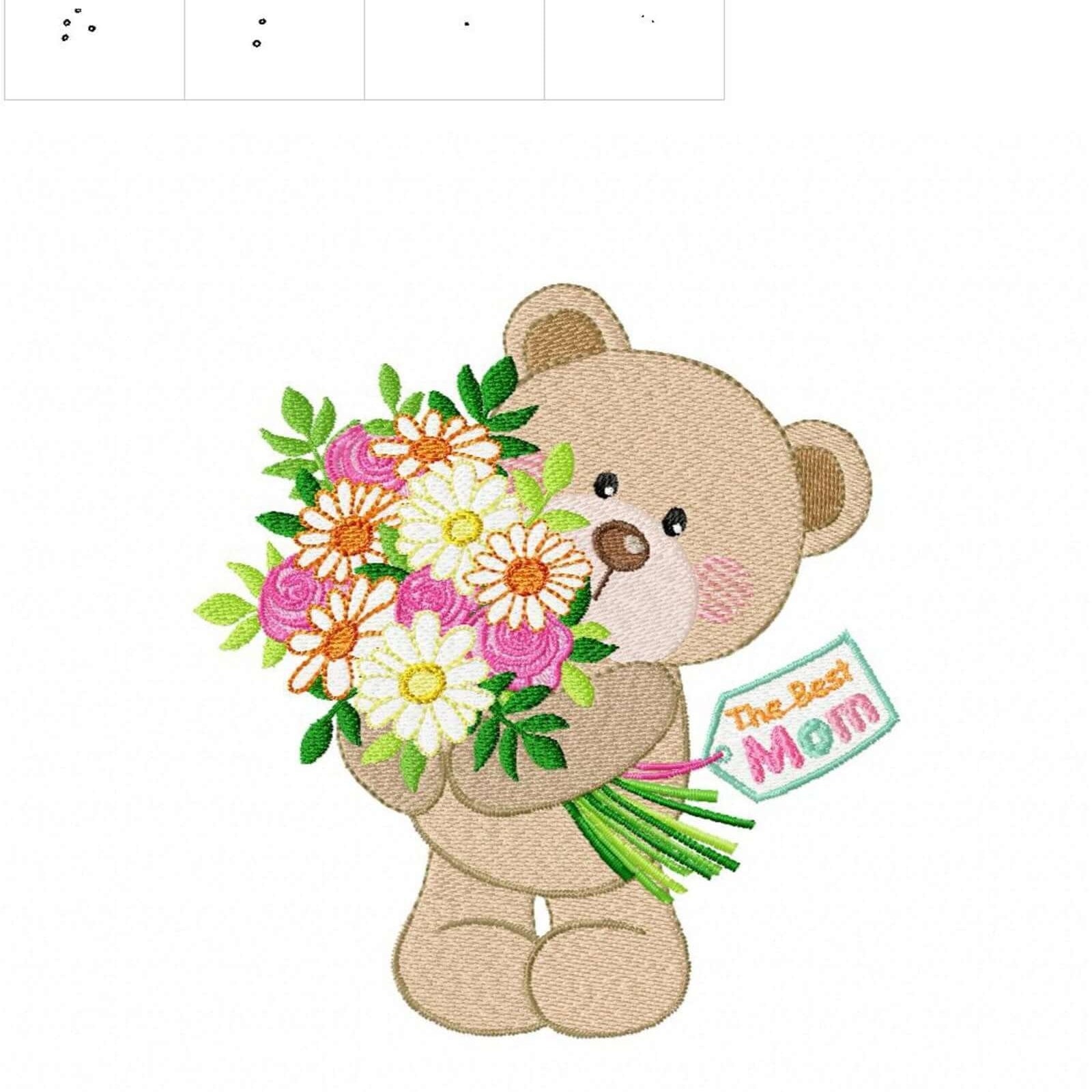 Mother's Day Bear 1 - Machine Embroidery Design - 5 sizesEmbroidery Designs