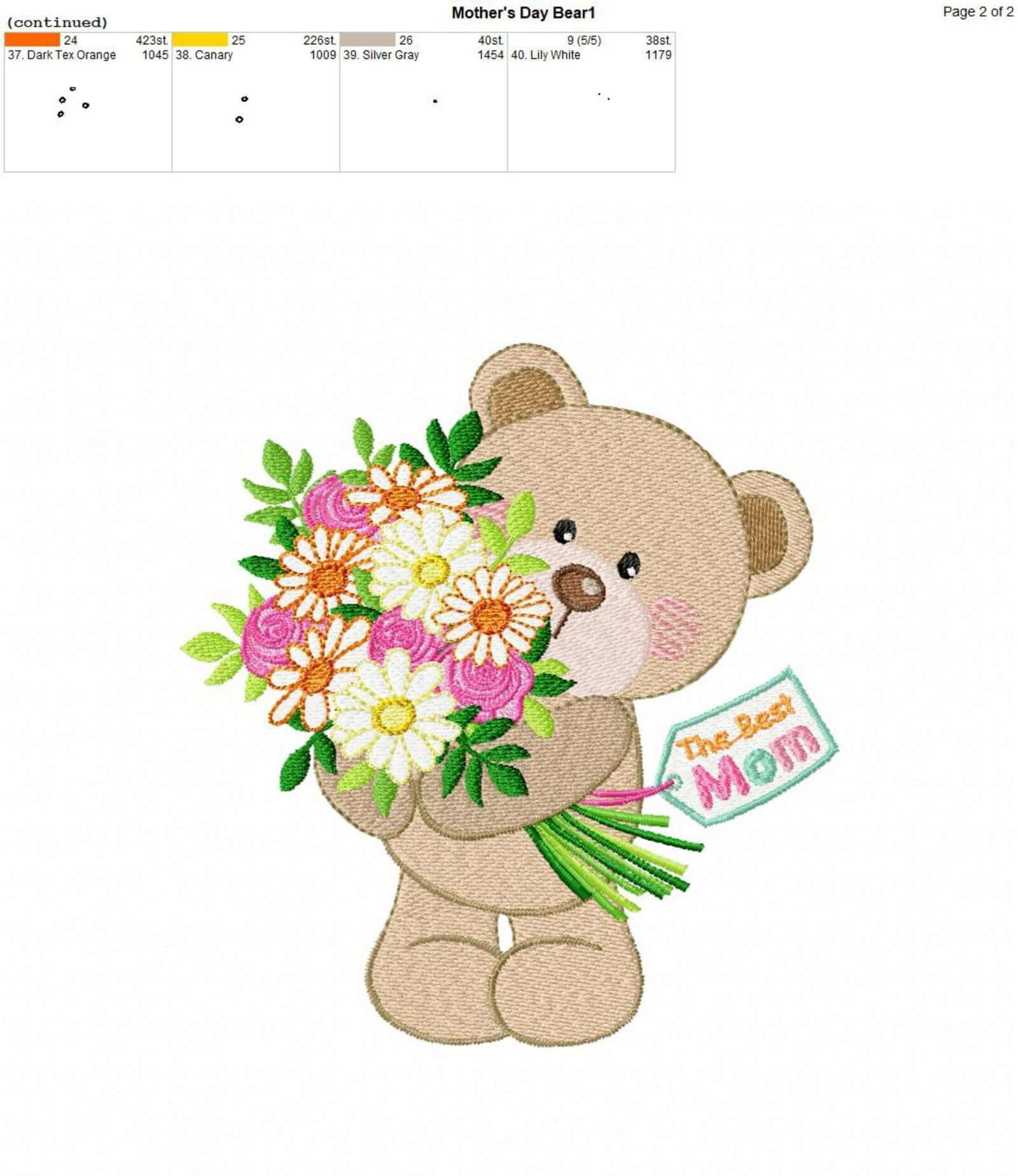 Mother's Day Bear 1 - Machine Embroidery Design - 5 sizesEmbroidery Designs