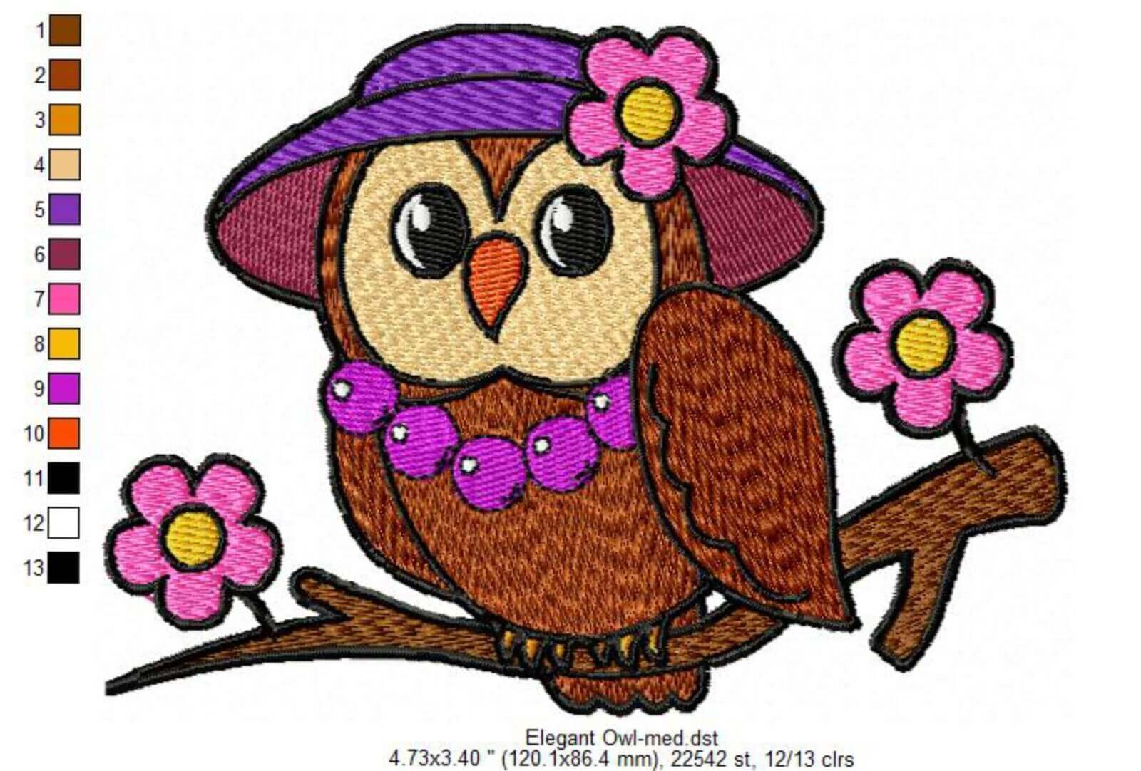 Elegant Owl - Machine Embroidery Design - 3 sizesEmbroidery Designs