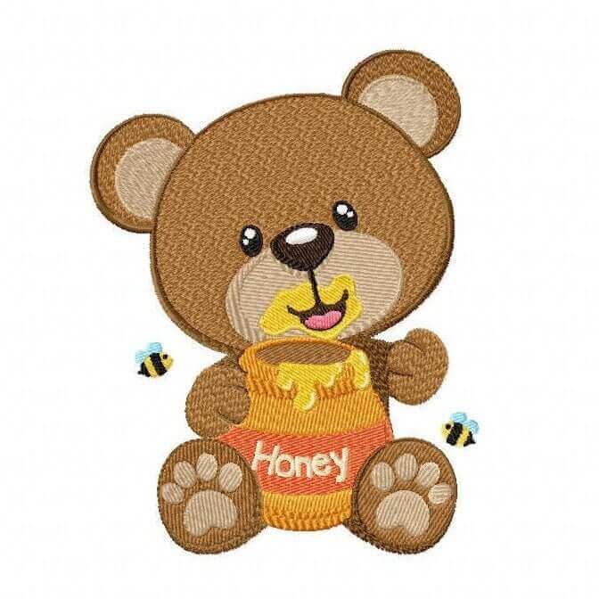 Honey Pot Bear - Machine Embroidery Design - 3 sizesEmbroidery Designs