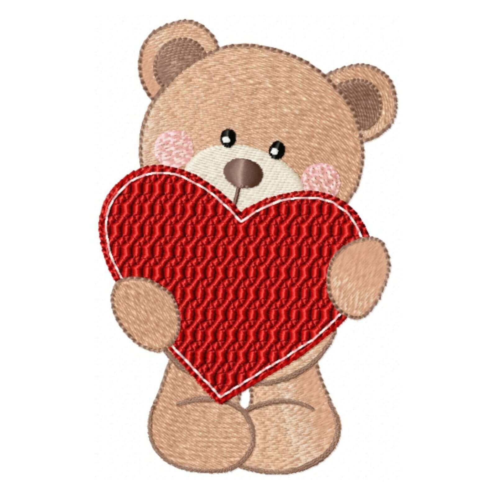 Valentine Bear (3) - Machine Embroidery Design - 3 SizesEmbroidery Designs