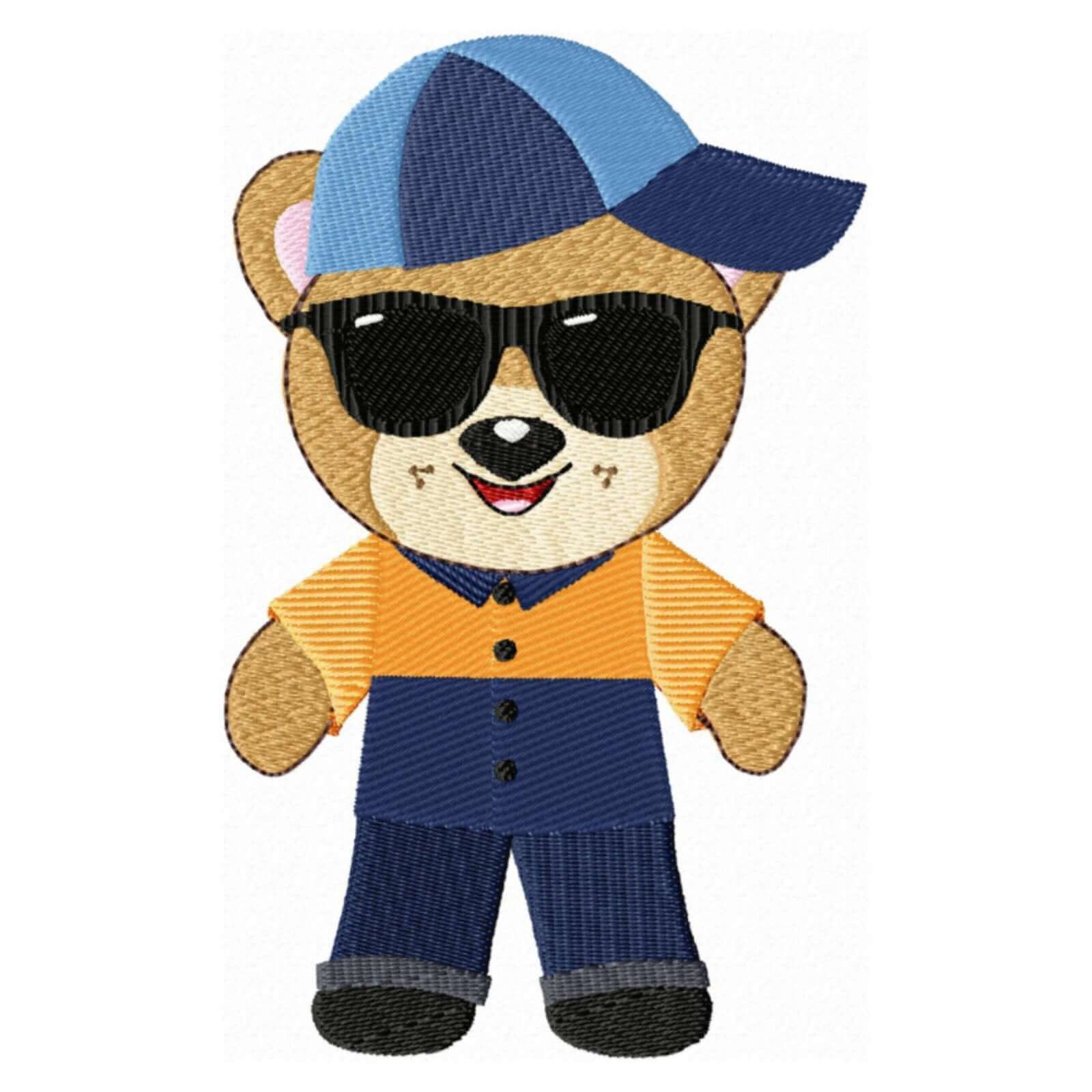 Teddy in Sunglasses - Machine Embroidery Design - 3 sizesEmbroidery Designs